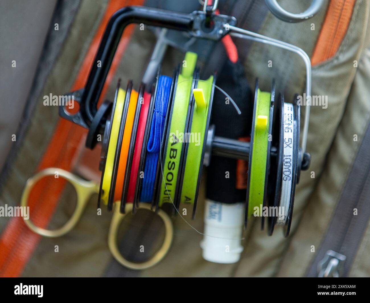 Assortiment de lignes de pêche pour un pêcheur à la mouche Banque D'Images