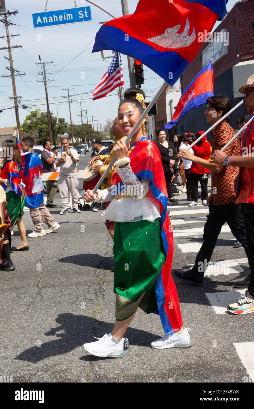 Défilé et Festival du nouvel an cambodgien 2024 à Cambodia Town, long Beach, CA, États-Unis Banque D'Images