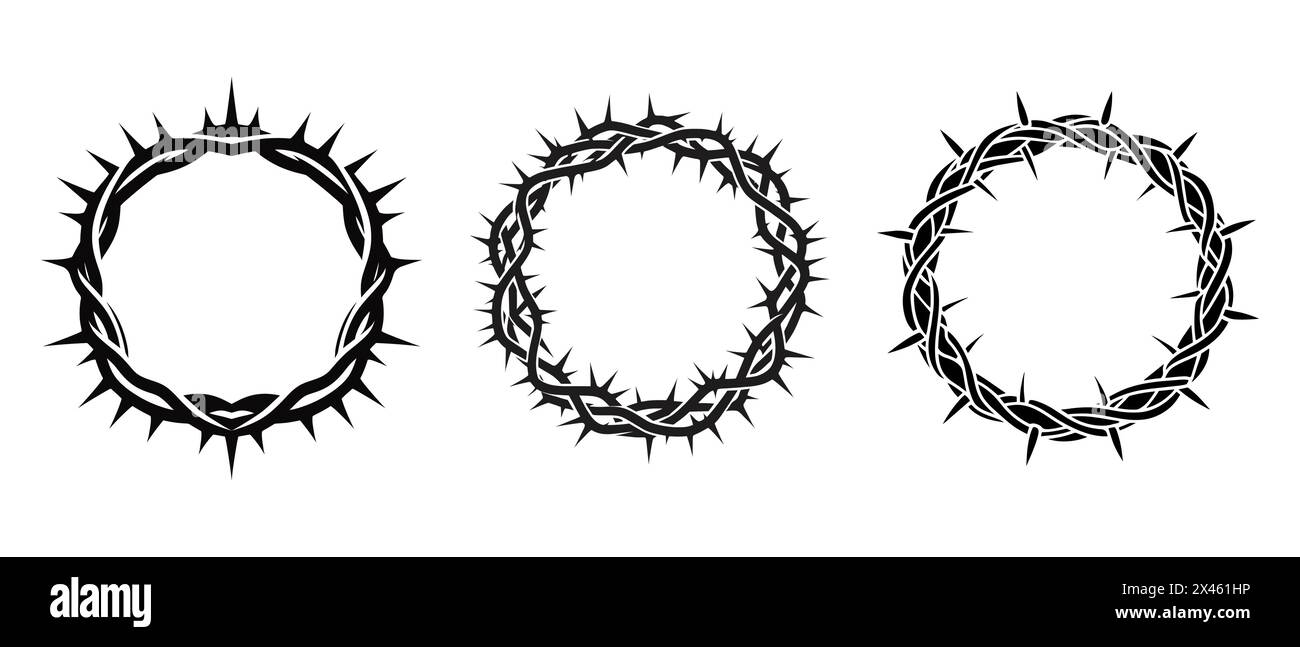 Couronne d'épines. Logo de l'église. Symboles chrétiens. Couronne d'épines du Christ. Illustration de Vecteur