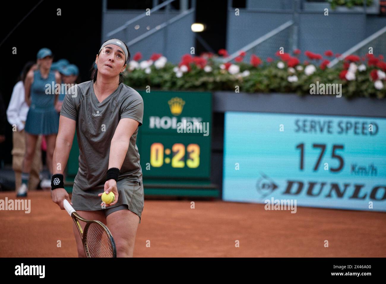 Madrid, Espagne. 30 avril 2024. Tennis, Individual Women, QF : Mutua Madrid Open de tennis WTA, Madison Keys (USA) V ons Jabeur (TUN). Ons Jabeur (TUN). Crédit : EnriquePSans/Alamy Live News Banque D'Images