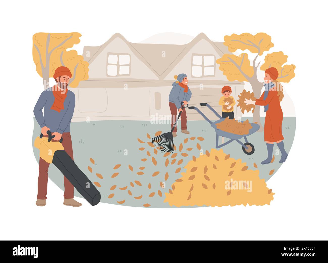 Illustration vectorielle de concept isolé de nettoyage d'automne. Illustration de Vecteur