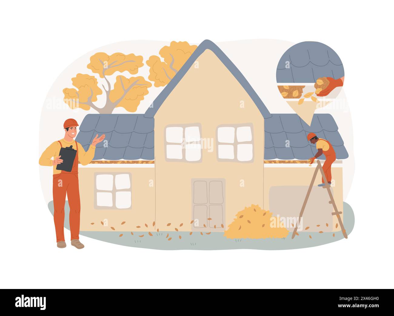 Illustration vectorielle de concept isolé de nettoyage de gouttière. Illustration de Vecteur