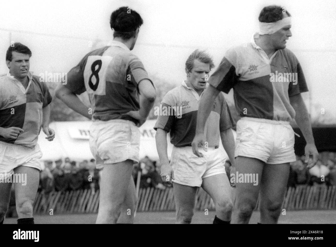 Peter Winterbottom et Paul Ackford jouent pour les Harlequins lors du match de rugby de la Coupe Pilkington contre le RFC de Nottingham en 1993 Banque D'Images