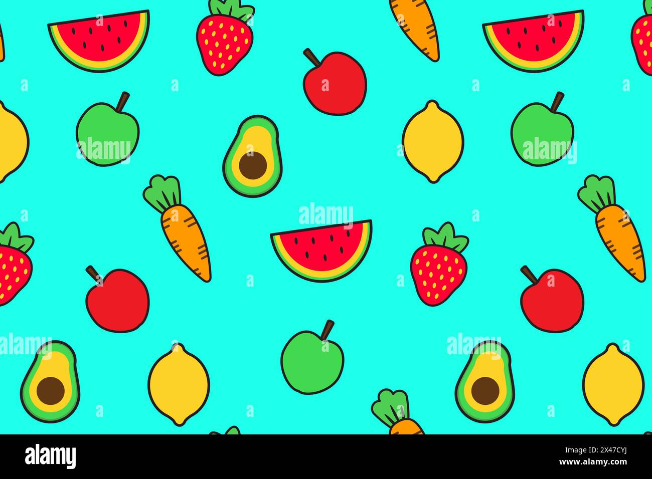 Modèle sans couture de fruits et légumes. Illustration vectorielle. Illustration de Vecteur