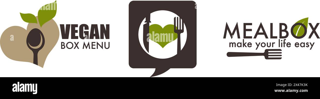 Série de logos Healthy Meal Box Illustration de Vecteur