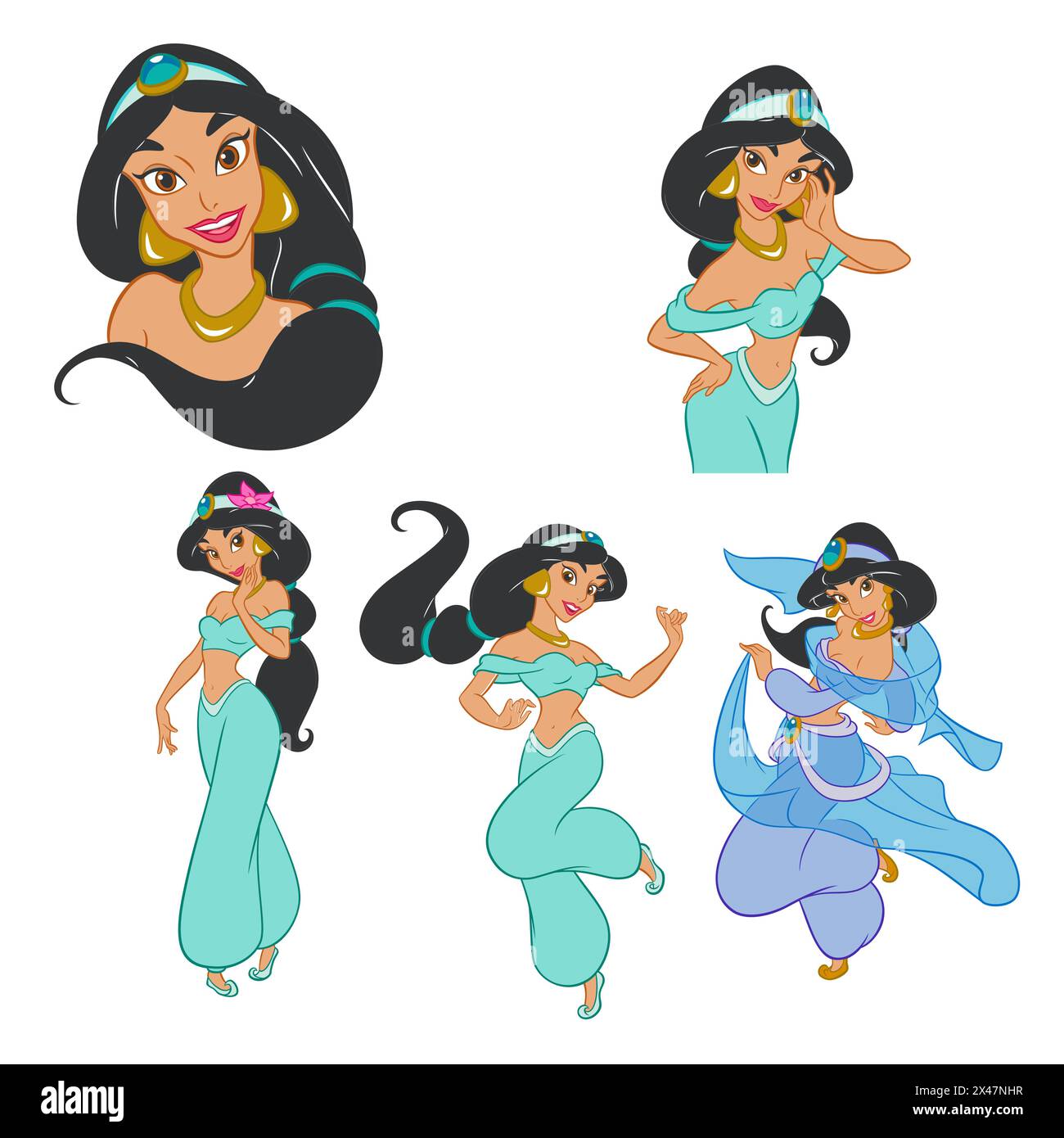 Disney princesse jasmin conte de fées fantaisie illustration vectorielle Illustration de Vecteur