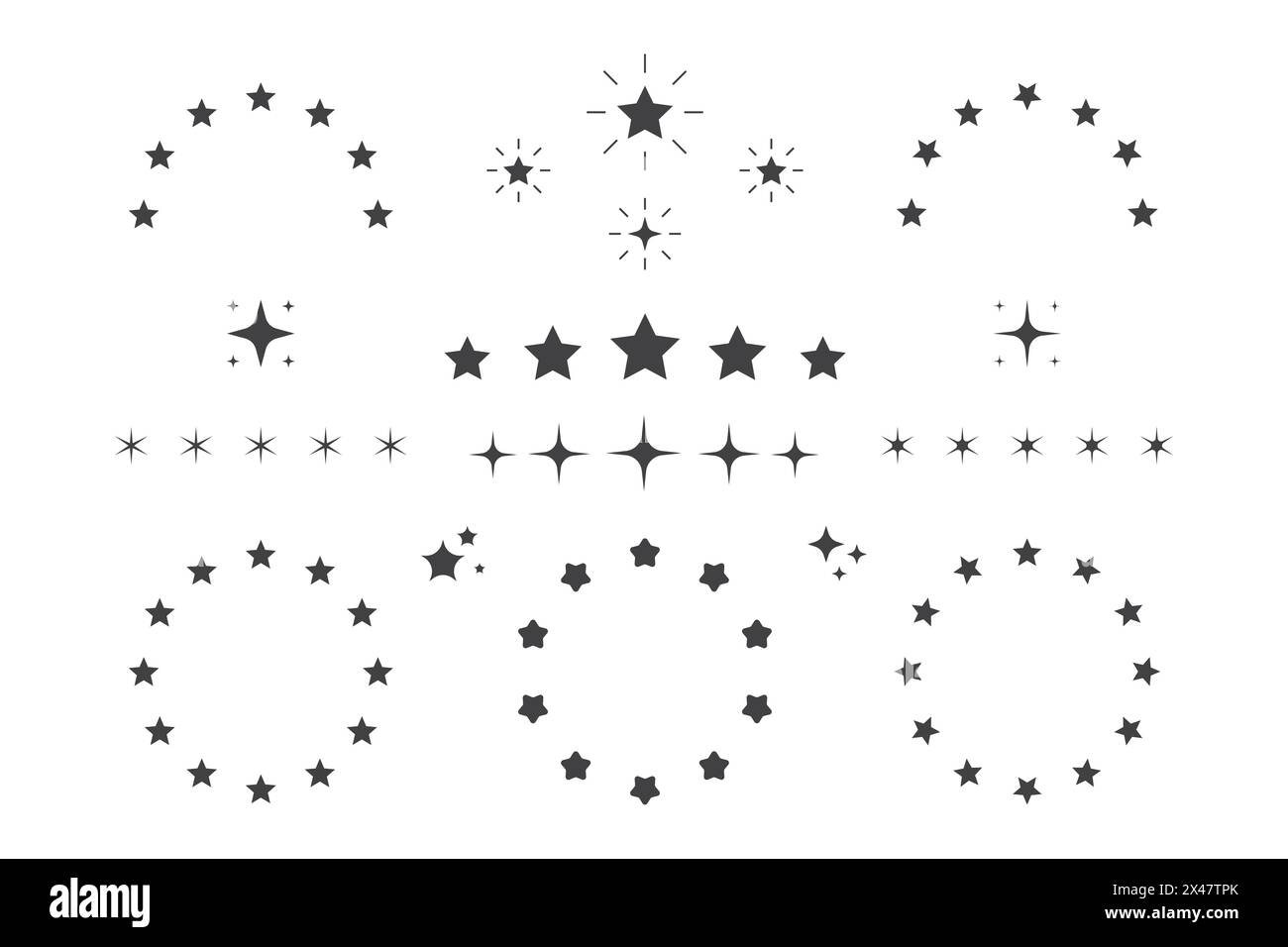 Collection de décoration d'icône d'étoile avec des étoiles circulaires pour la frontière Illustration de Vecteur