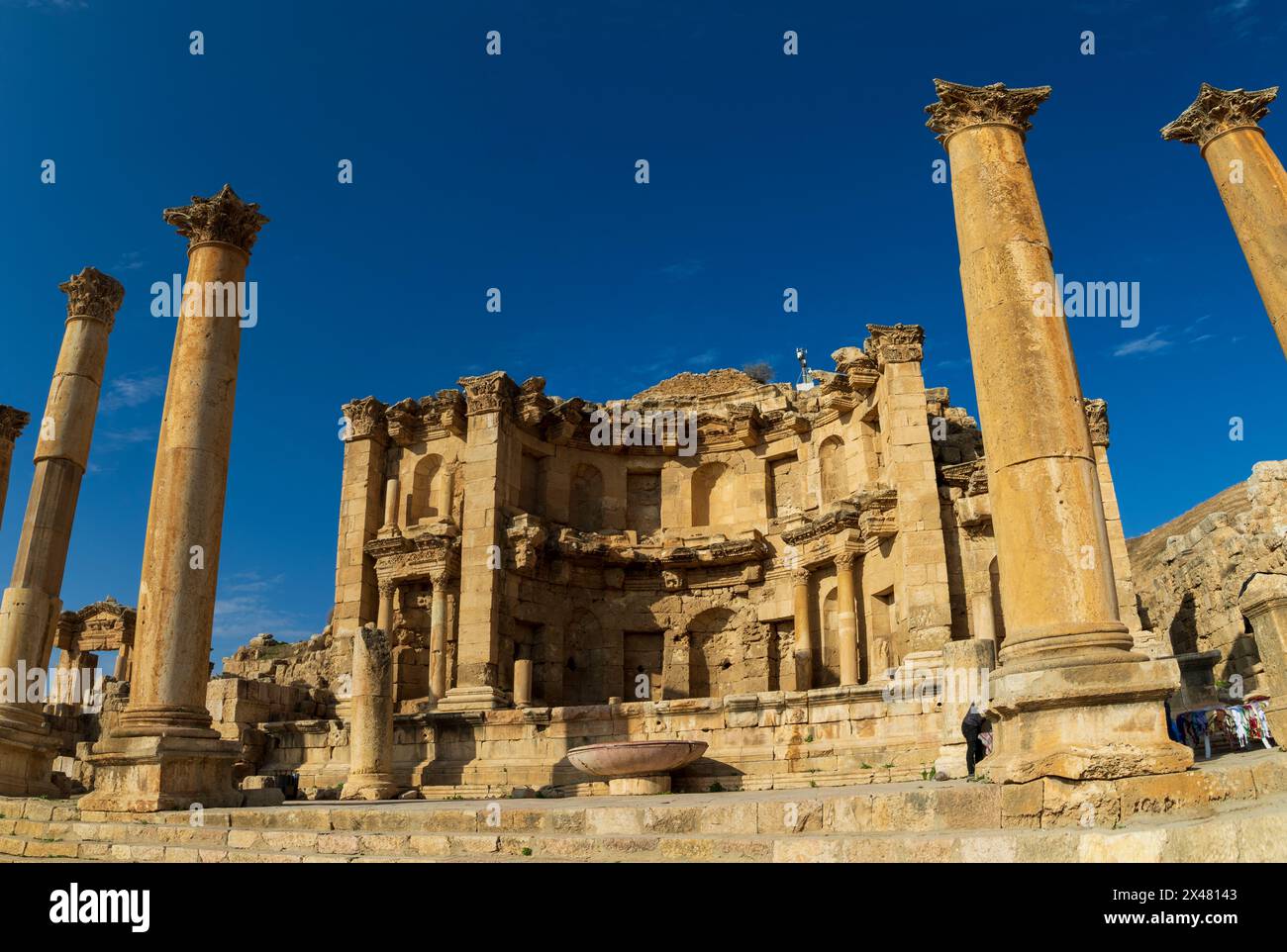 Jordan, Amman. Ruines romaines avec temple, forum et amphithéâtre. Banque D'Images