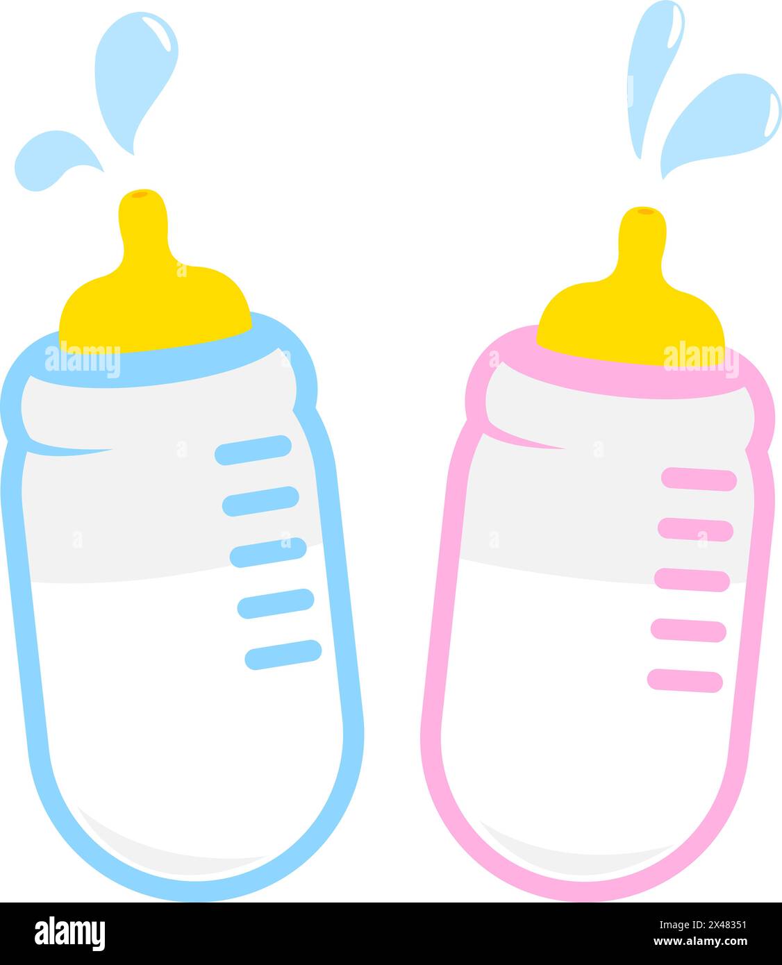 Biberons. Biberons de lait pour bébés et tout-petits, bébés filles et garçons. Illustration vectorielle Illustration de Vecteur