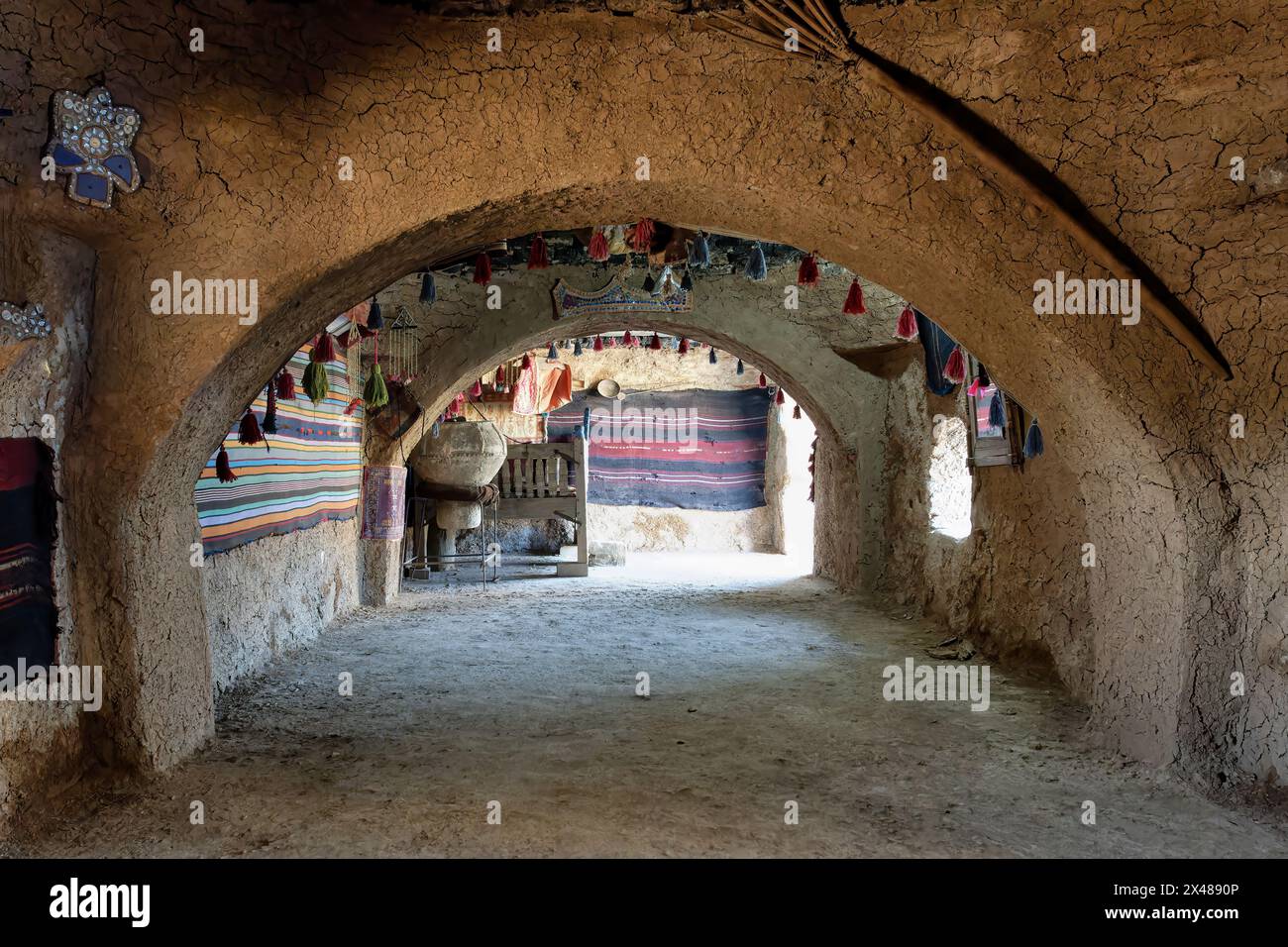 Intérieur de maisons traditionnelles en briques de boue, Harran, Turquie Banque D'Images