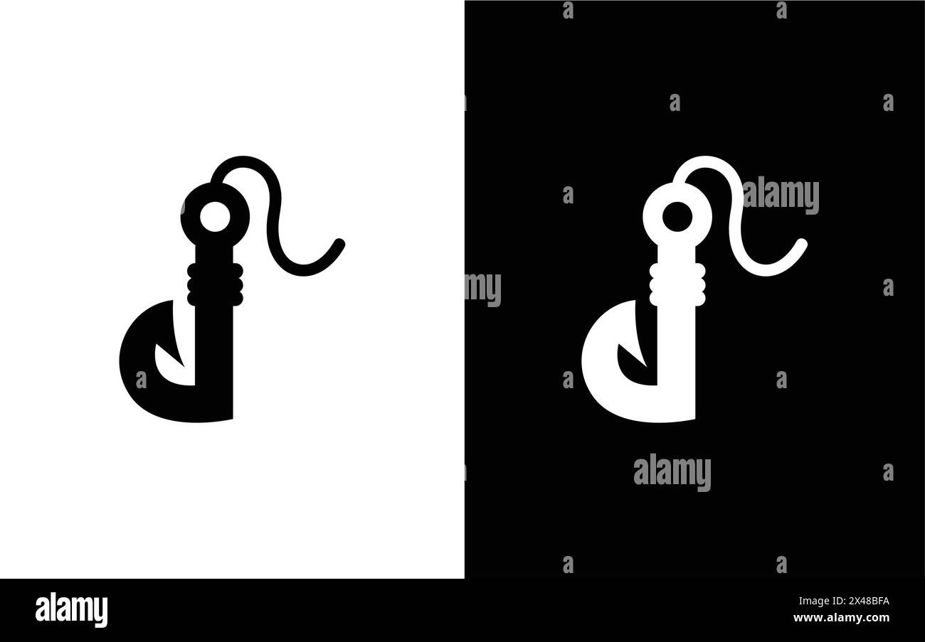 Modèle de vecteur de conception de logo de crochet de pêche minimaliste. illustration vectorielle de hameçon de pêche Illustration de Vecteur