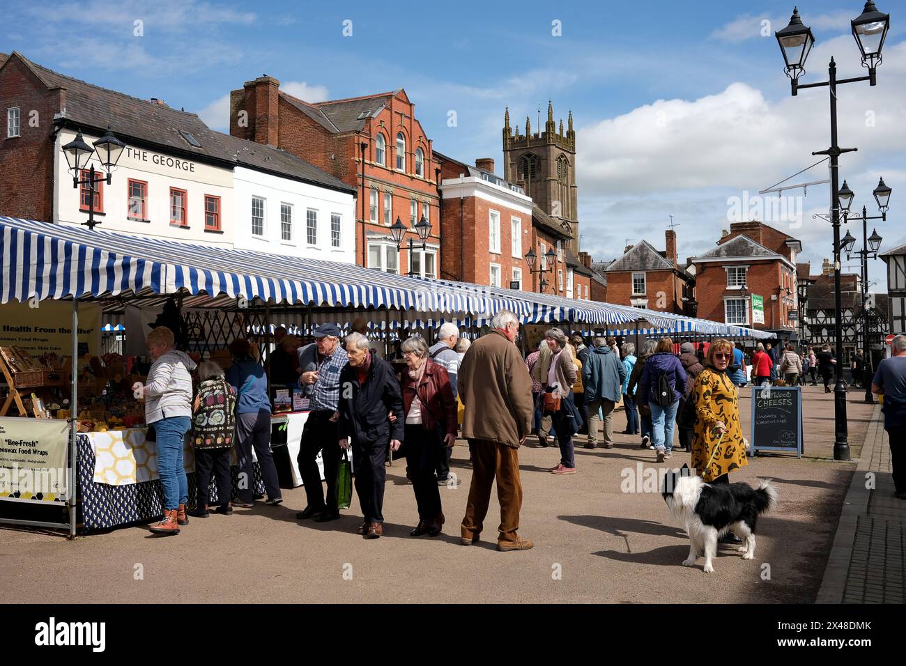 Street Market Ludlow market Town dans le Shropshire, Angleterre, Royaume-Uni Banque D'Images