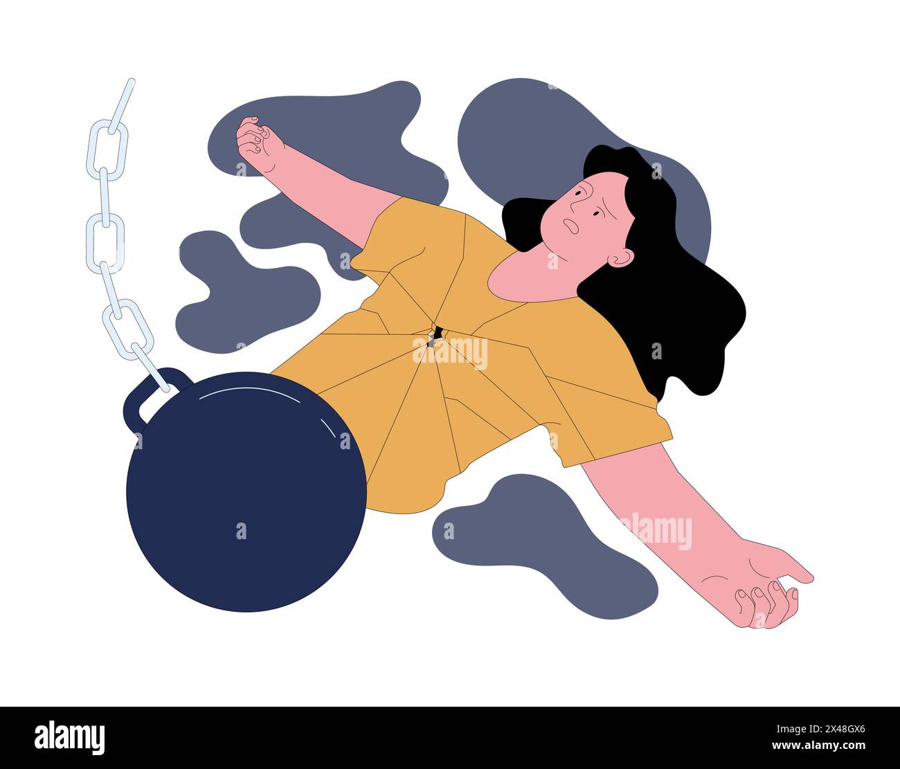 Peur de l'écrasement émotionnel. Femme effrayée épuisée accablée par un poids, illustrant le lourd impact de l'écrasement émotionnel et existentiel. Illustration vectorielle plate Illustration de Vecteur Peur de l'écrasement émotionnel. Femme effrayée épuisée accablée par un poids, illustrant le lourd impact de l'écrasement émotionnel et existentiel. Illustration vectorielle plate Illustration de Vecteur