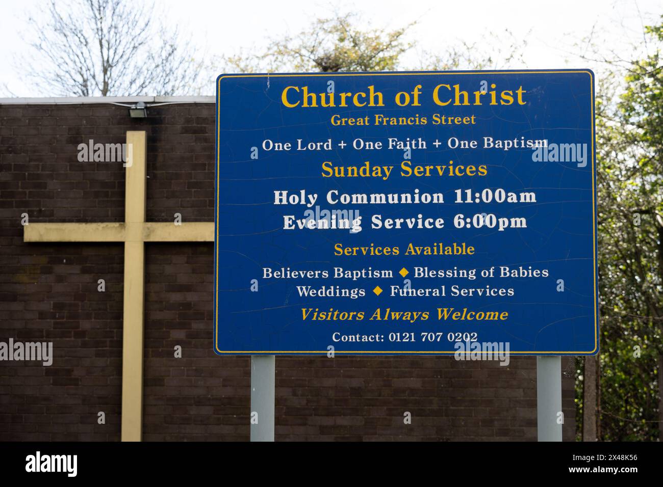 Church of Christ Sign, Great Francis Street, Duddeston, Birmingham, West Midlands, ROYAUME-UNI Banque D'Images