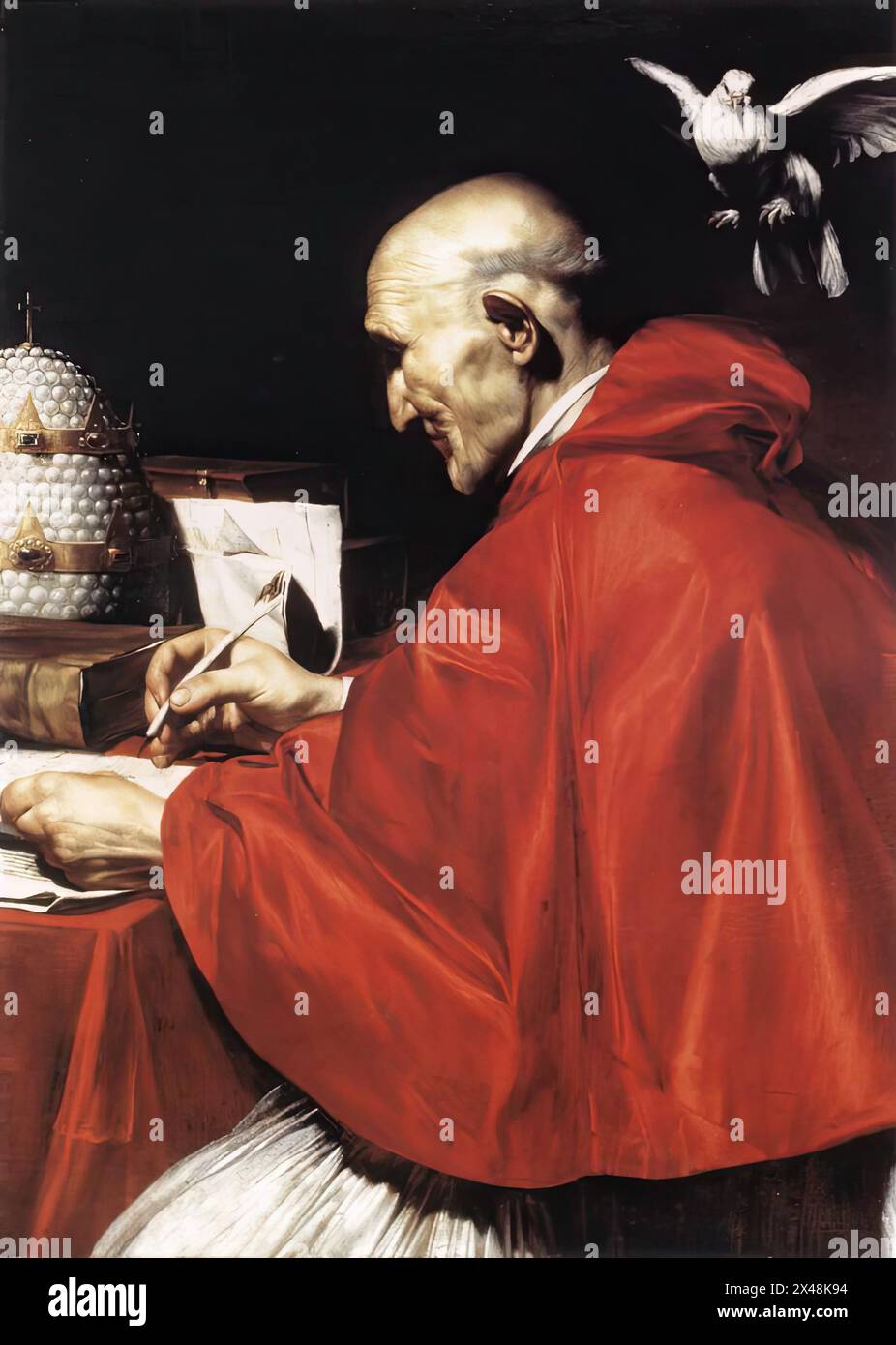 SARACENI, Carlo (né en 1579, Venezia, décédé en 1620, Venezia) Saint Grégoire le Grand c. 1610 huile sur toile, 102 x 73 cm Galleria Nazionale d'Arte Antica, Rome autrefois attribuée au Caravage, mais au XIXe siècle, elle a été changée en faveur d'une attribution à Stern (un artiste flamand). Récemment, la peinture a été réaffectée à un imitateur italien anonyme de Saraceni qui copiait peut-être une œuvre perdue du maître vénitien. Ce tableau peut être identifié avec une entrée dans un inventaire inédit (daté de 1802) de la collection Giustiniani, où il est répertorié comme une œuvre du Caravage (Vodre Banque D'Images