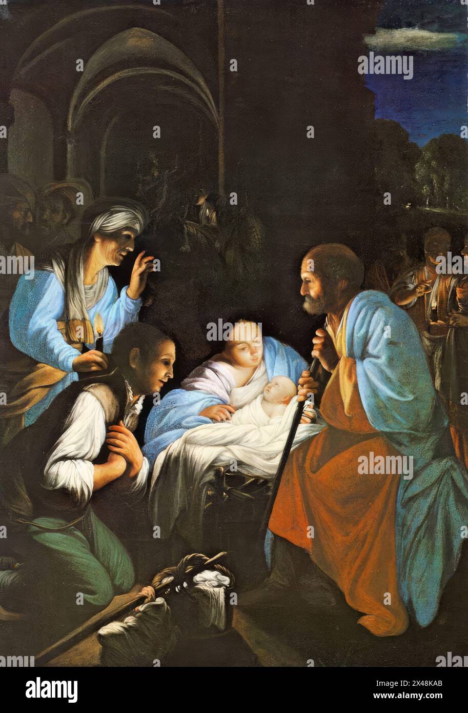 SARACENI, Carlo (né en 1579, Venezia, décédé en 1620, Venezia) la naissance du Christ c. 1610 huile sur toile Residenzgalerie, Salzbourg Saraceni est un artiste difficile à définir. Il était essentiellement éclectique, avec une habileté inhabituelle en brossage presque semblable à celle d'un nordiste. Il a assimilé de nombreuses influences, allant du Caravage à l'Elsheimer allemand. --- mots-clés : ------------- Auteur : SARACENI, Carlo titre : la naissance du Christ chronologie : 1601-1650 École : italienne forme : peinture type : religieux Banque D'Images