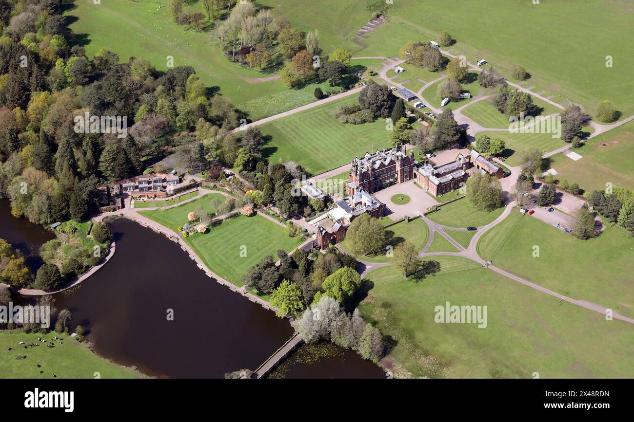 Vue aérienne de Capesthorne Hall et Grounds, Cheshire, Royaume-Uni Banque D'Images