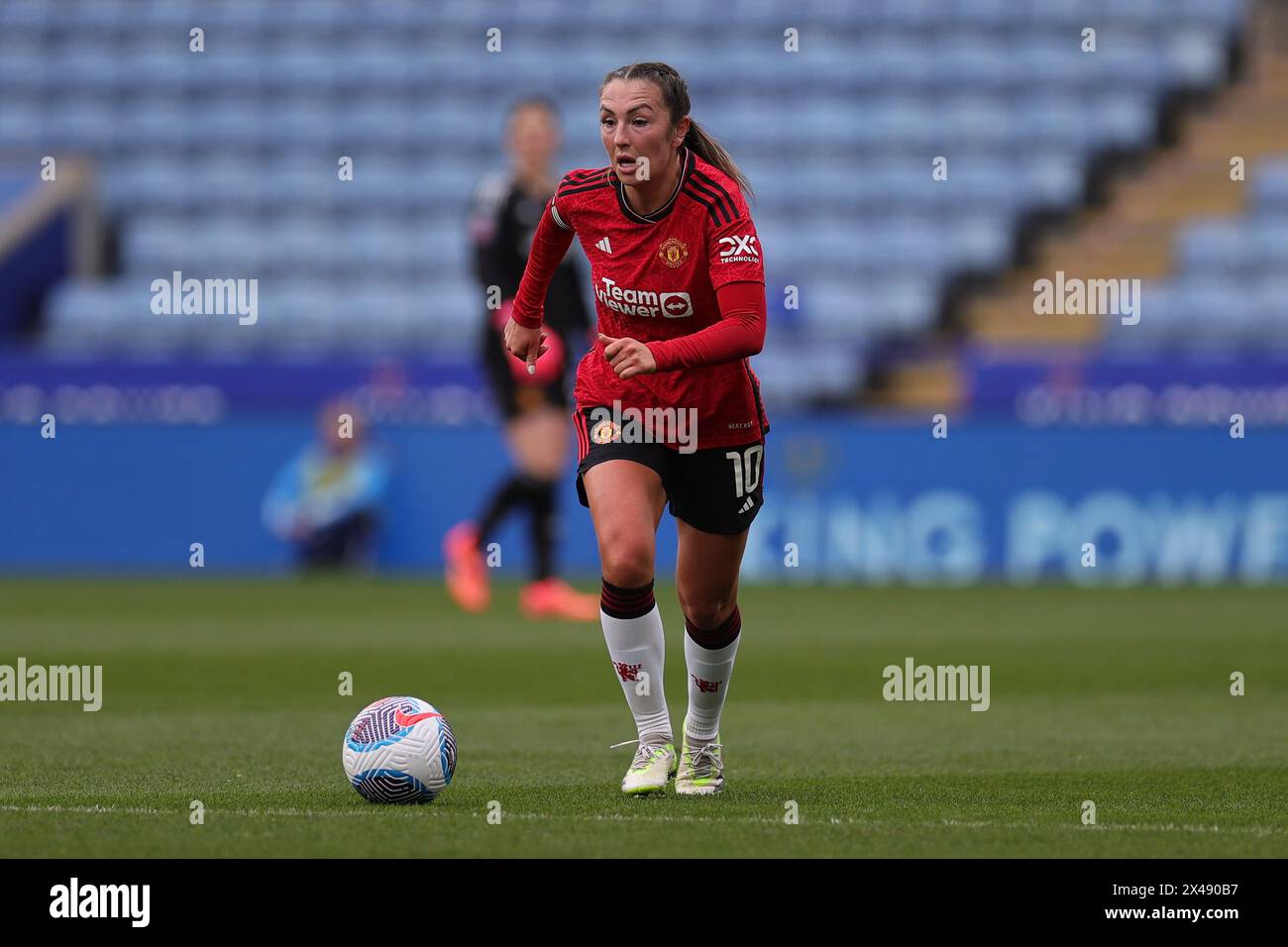 Katie Zelem de Manchester United lors du match de Super League Barclays WomenÕs entre Leicester City et Manchester United au King Power Stadium Banque D'Images