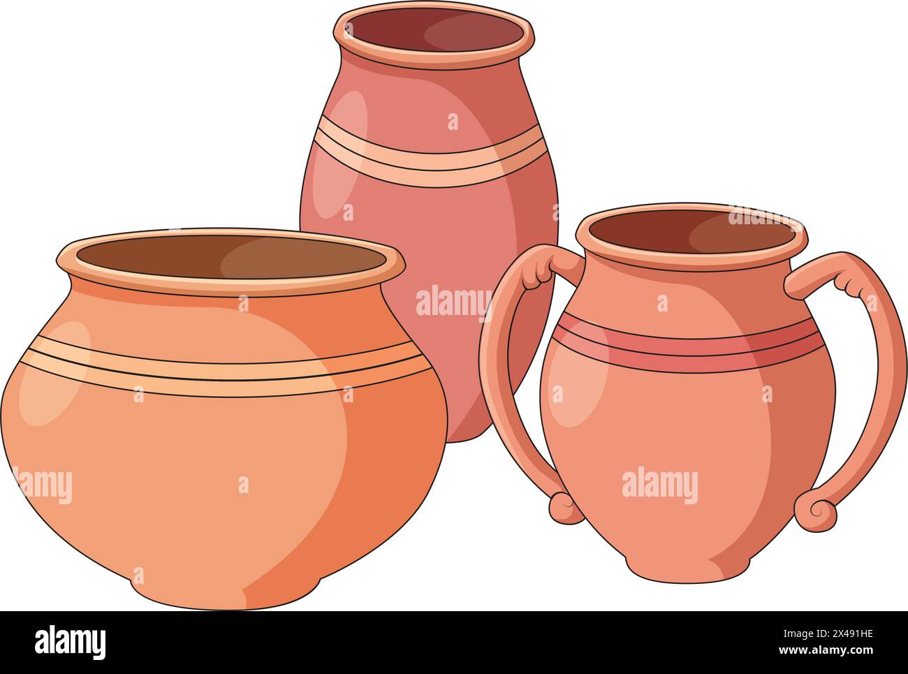 Différents types de pots en argile Illustration de Vecteur