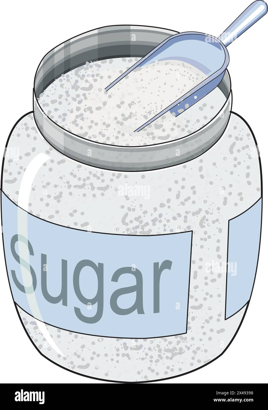 Un pot de sucre avec une cuillère Illustration de Vecteur