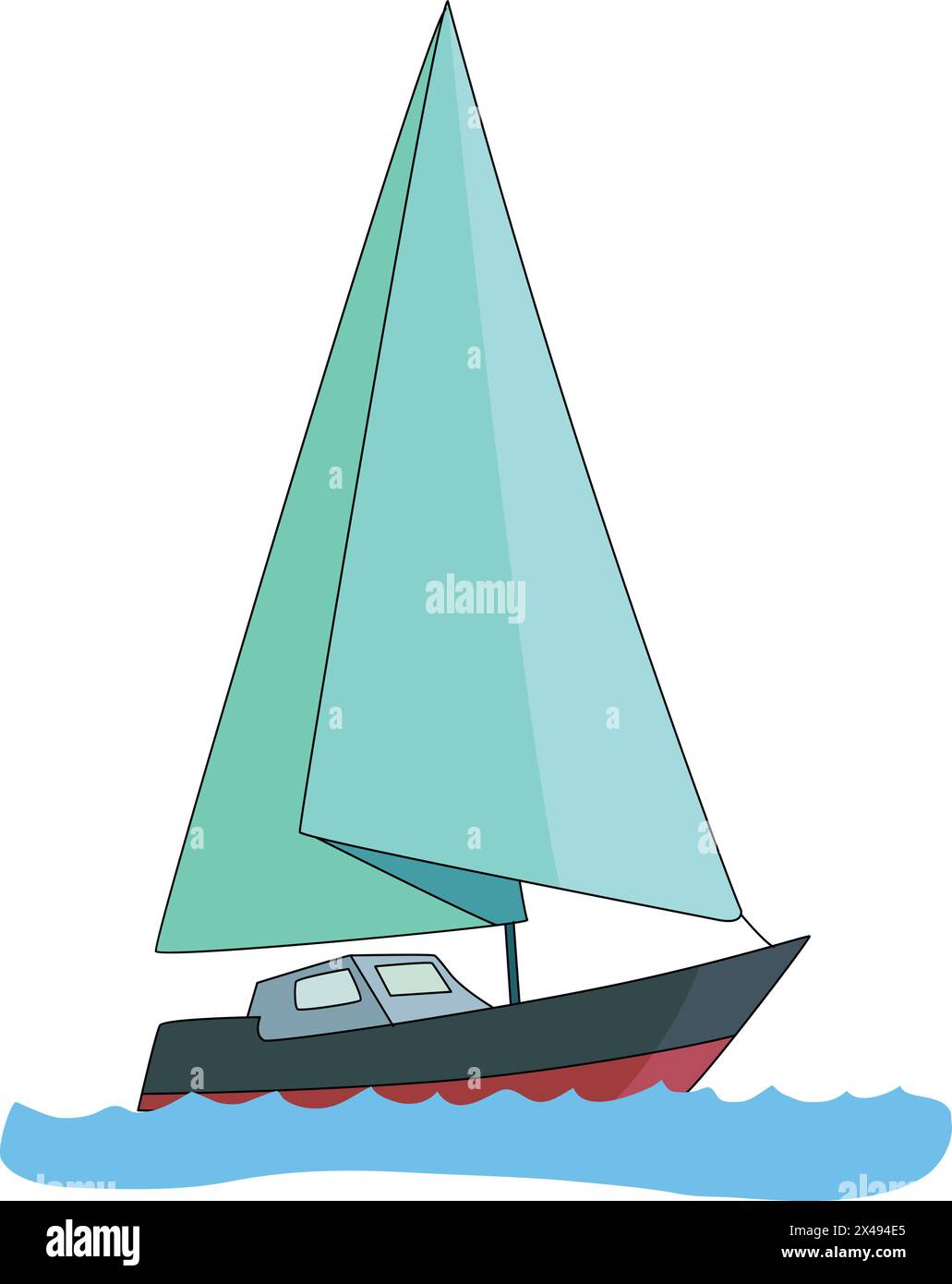 Un navire naviguant dans l'eau Illustration de Vecteur