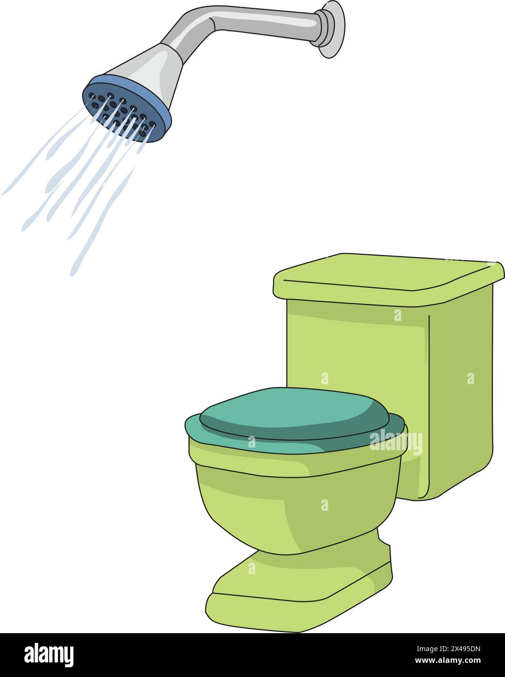 Illustration montrant le siège de toilette et la douche de salle de bain Illustration de Vecteur