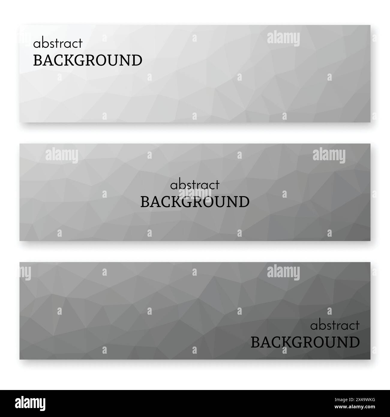 Ensemble de trois bannières noires dans le style poly art bas. Arrière-plan avec place pour votre texte. Illustration vectorielle Illustration de Vecteur