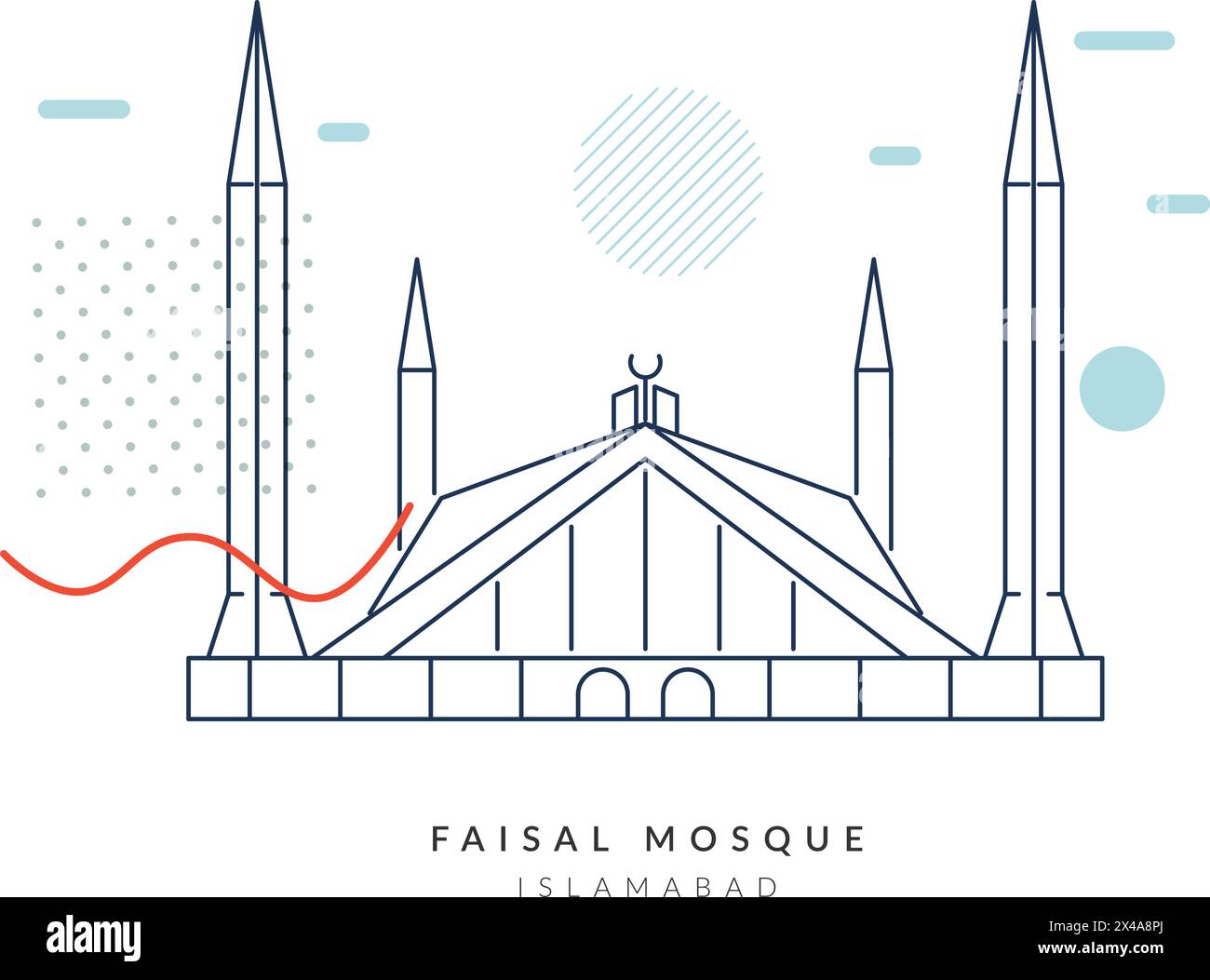 Monument historique - Mosquée Faisal Islamabad - Pakistan - illustration au format EPS 10 Illustration de Vecteur