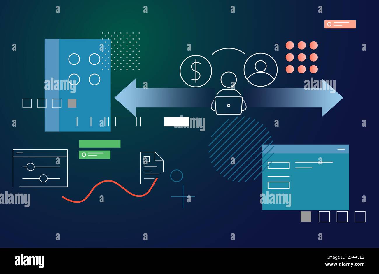 Développement et déploiement du module de services avec vérification de dépassement de coût - illustration sous forme de fichier EPS 10 Illustration de Vecteur