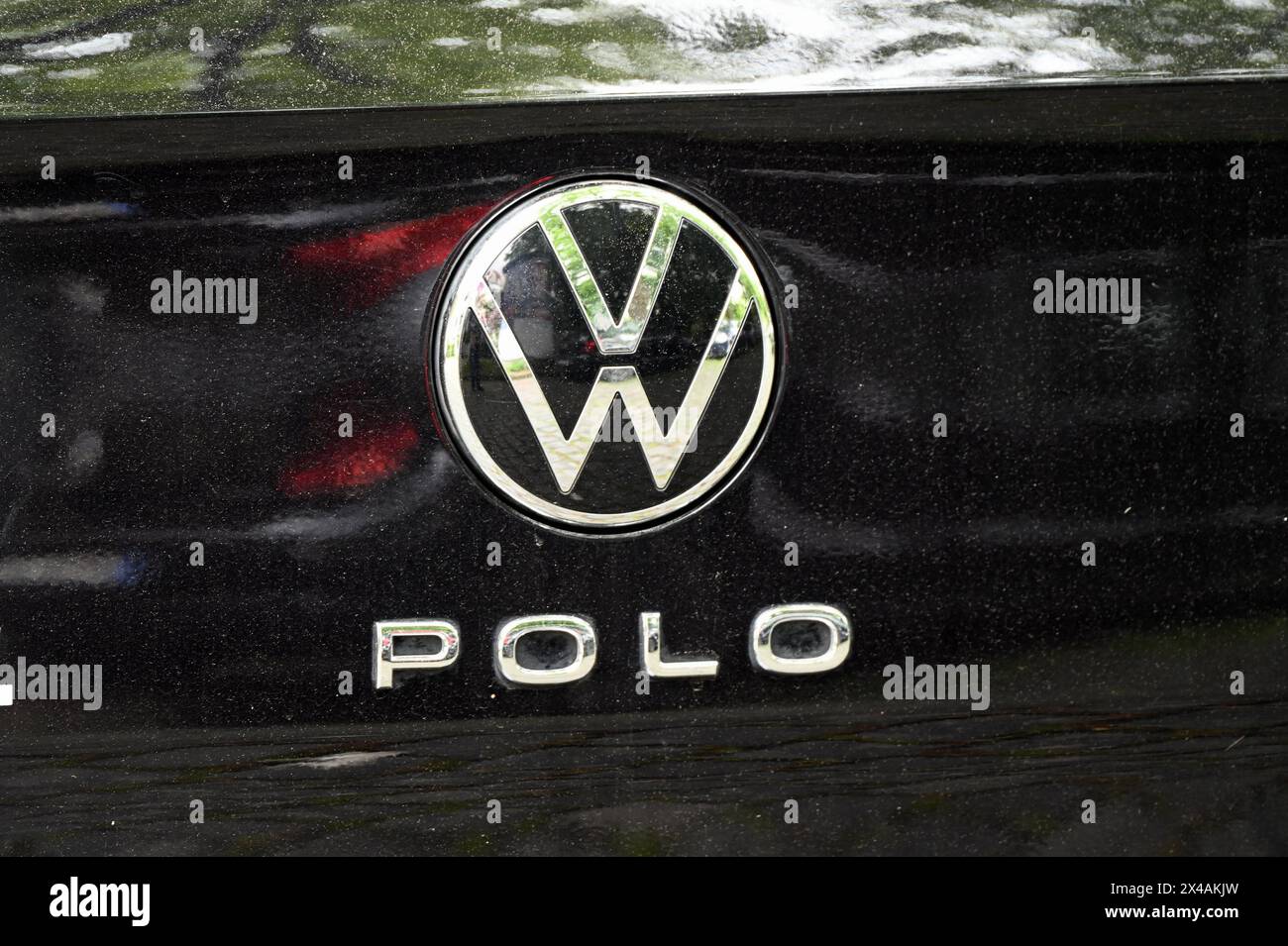 Logo, Schriftzug VW Polo an einem Volkswagen *** logo, lettrage VW Polo sur une Volkswagen Banque D'Images