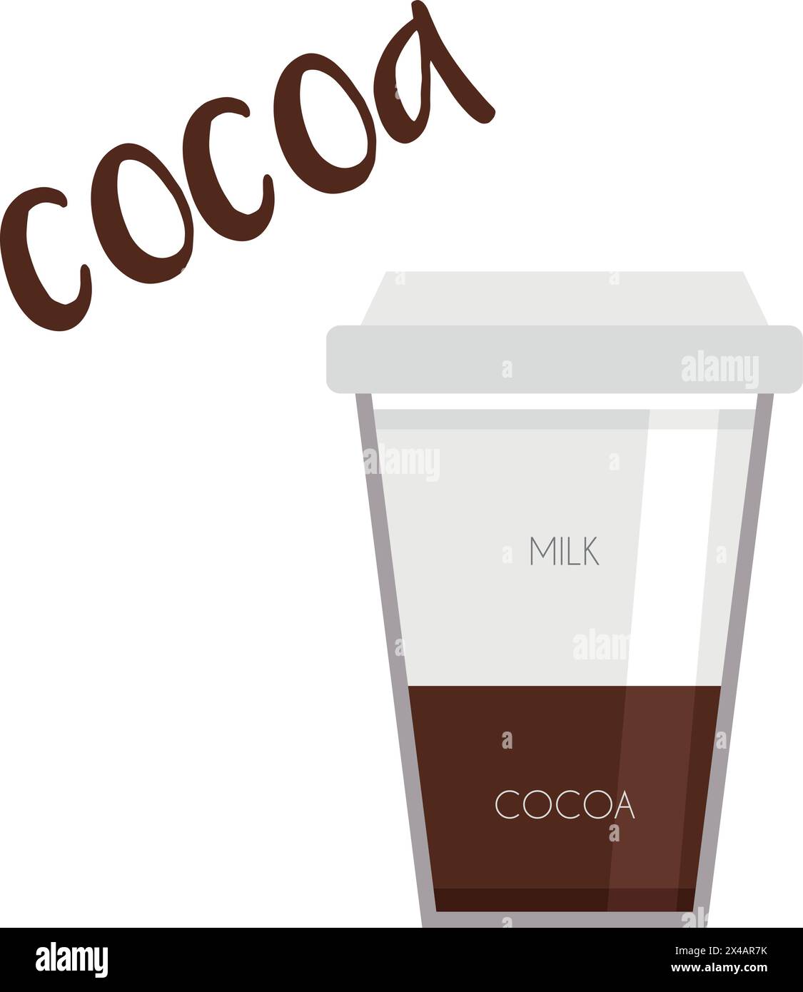 Illustration vectorielle d'une icône de tasse de cacao avec sa préparation et ses proportions. Illustration de Vecteur
