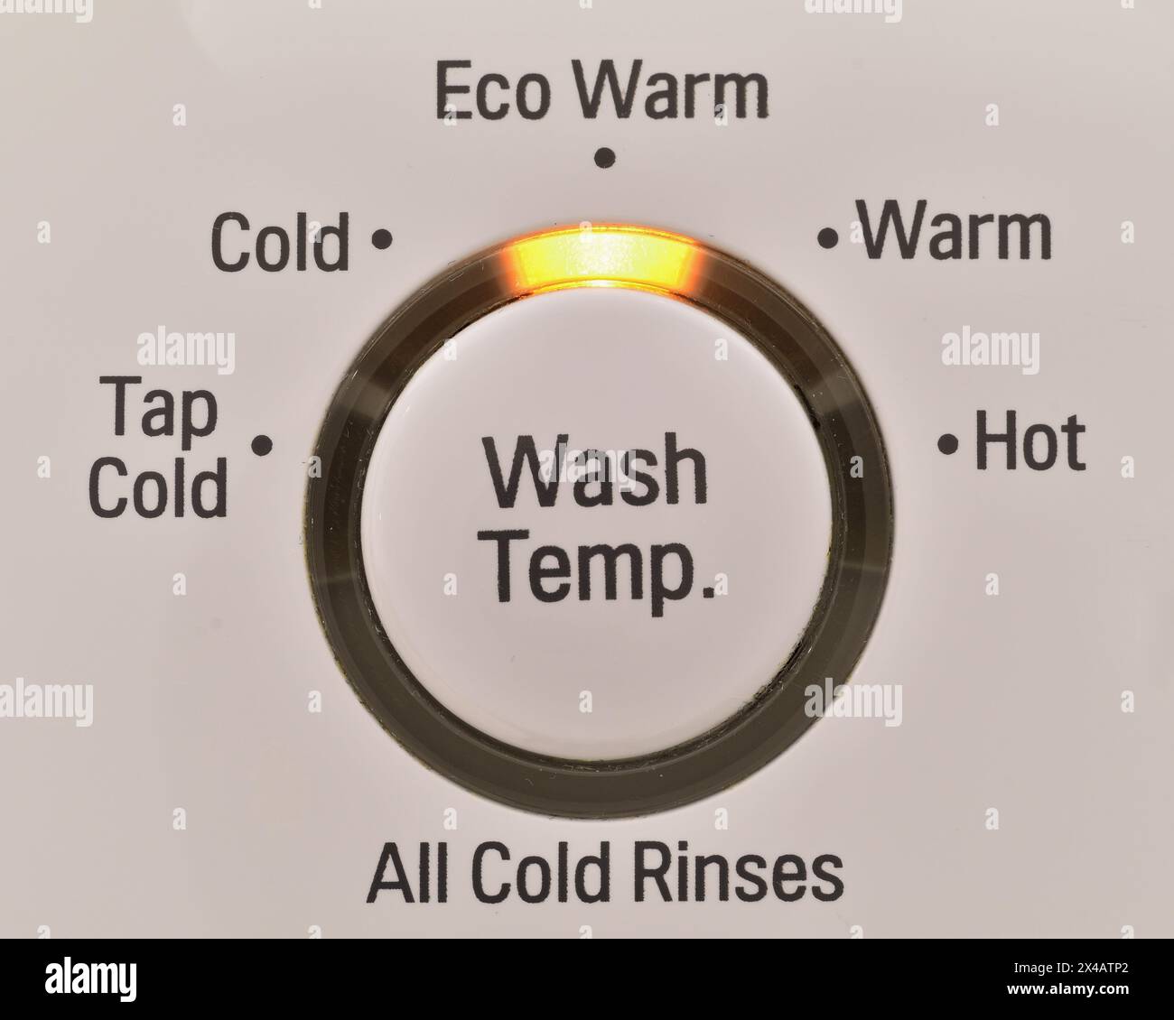 Concept d'économie d'énergie. Utiliser de l'eau chaude pour laver les vêtements. Mode économie d'énergie pour lave-linge. Banque D'Images