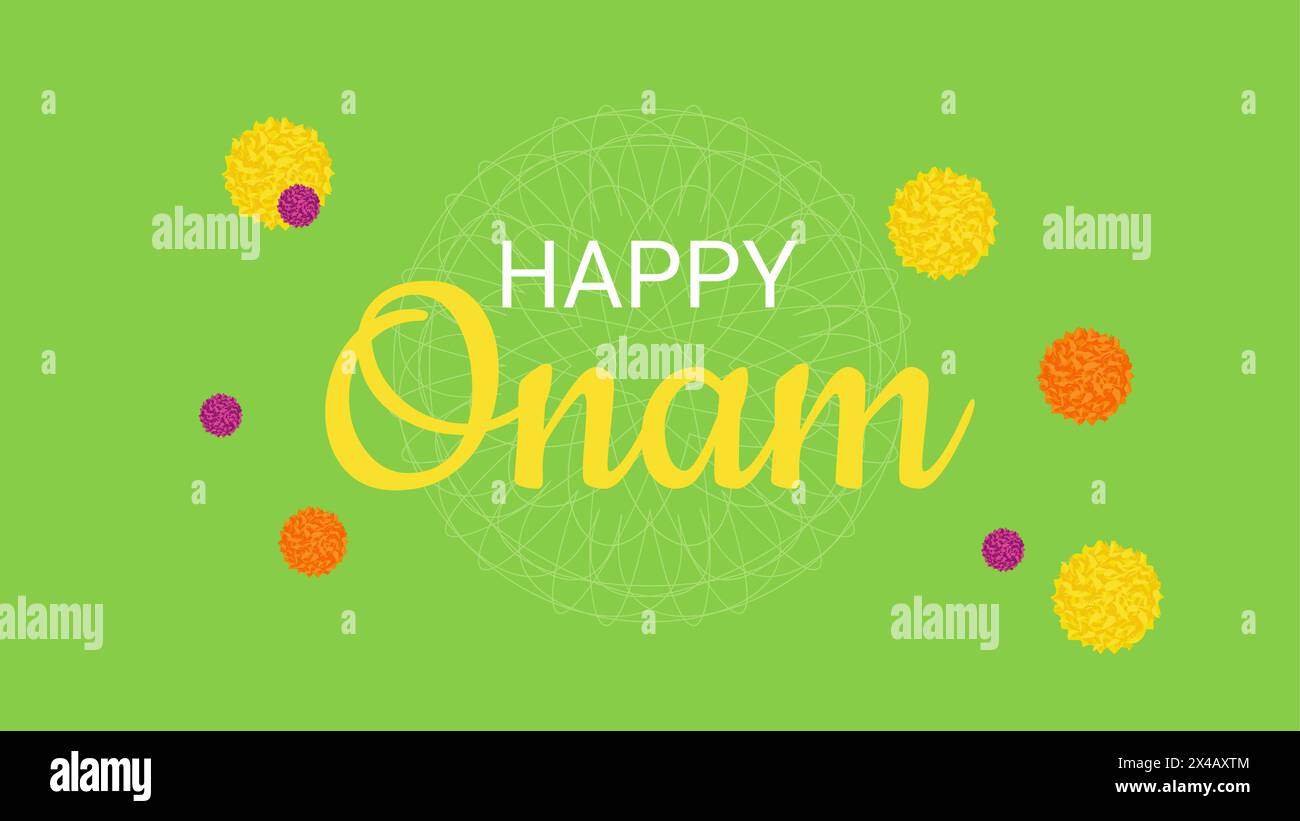 Onam Indian Festival Kerala State. Motifs floraux. Joyeuses vacances à Onam. Conception de bannière d'affiche. Illustration vectorielle. Illustration de Vecteur