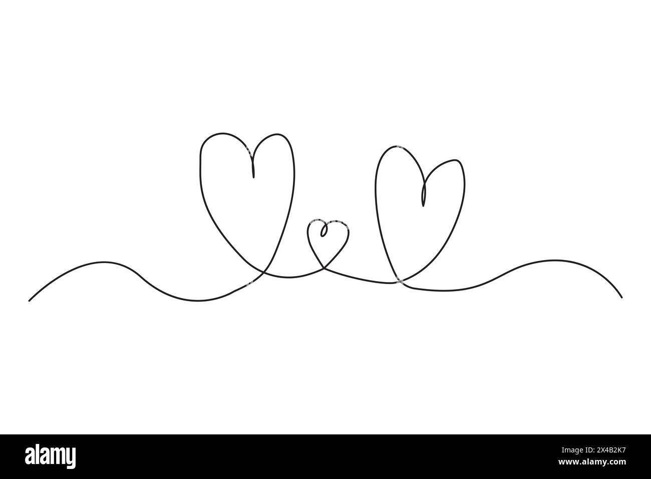 Dessin au trait continu des coeurs. Concept d'amour. Illustration vectorielle. Illustration de Vecteur