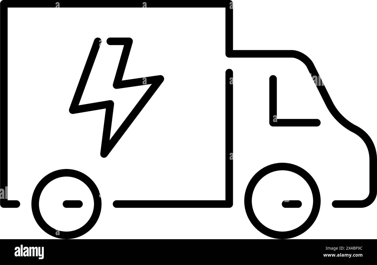 Van et Lightning. Chariot électrique. Transport écologique. Icône vectorielle Pixel Perfect Illustration de Vecteur