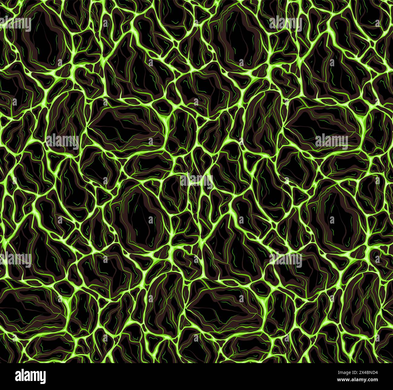 Vecteur sans couture motif paranormal d'ectoplasme vert coulant avec des pierres. Plasma avec roche fondue. Cyber éruption. Texture pour tissus, emballage Illustration de Vecteur