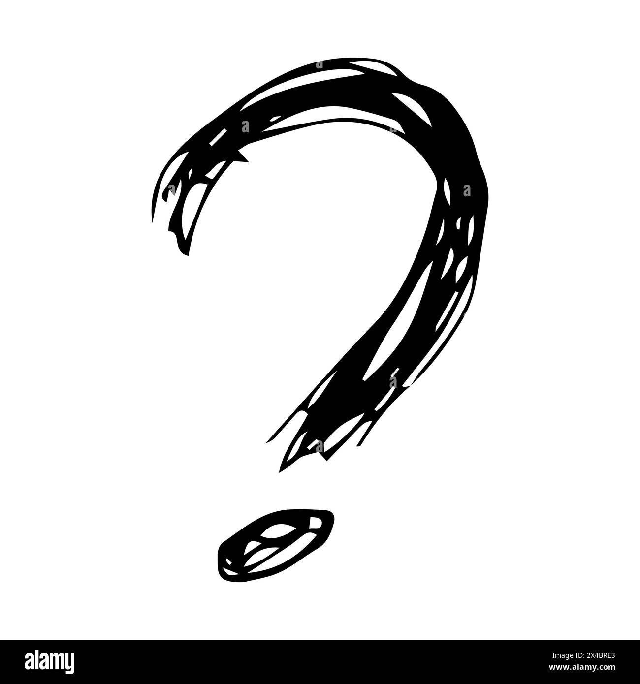Symbole de point d'interrogation dessiné à la main. Symbole de point d'interrogation d'esquisse noire sur fond blanc. Illustration de Vecteur