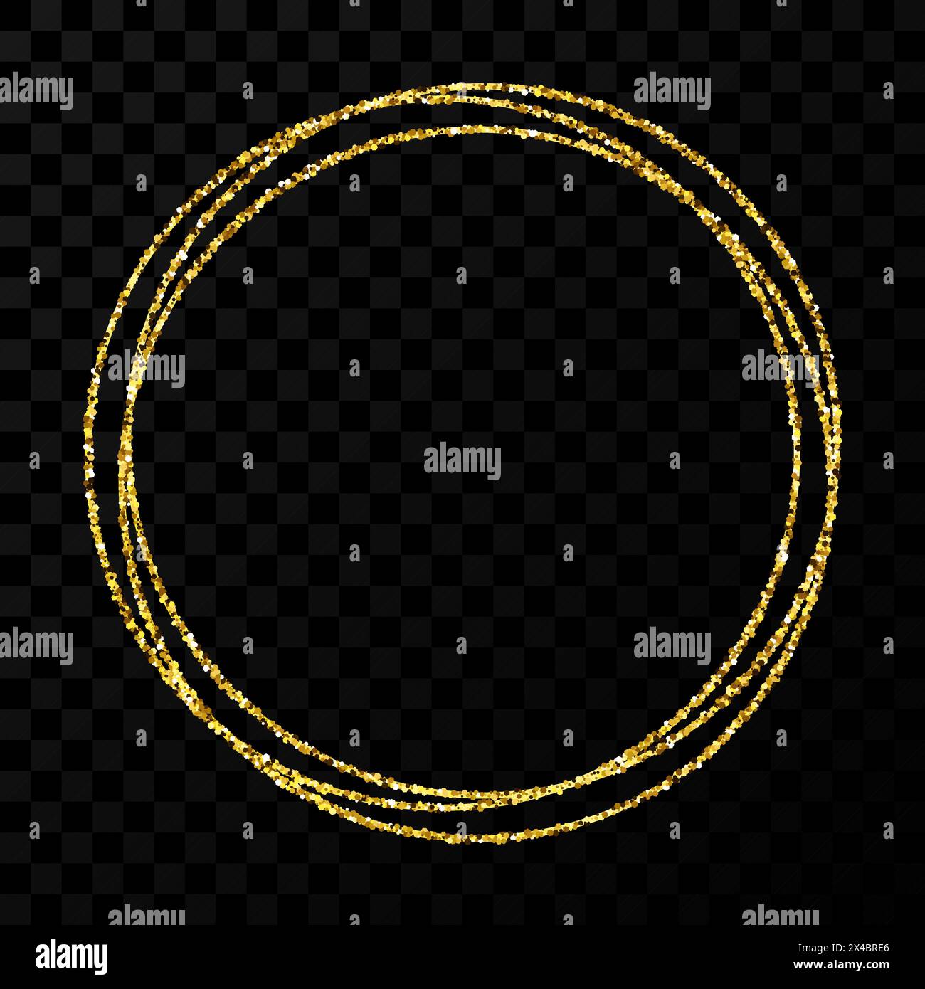 Cadre circulaire doré. Cadre brillant moderne avec effets lumineux isolé sur fond transparent foncé. Illustration vectorielle. Illustration de Vecteur