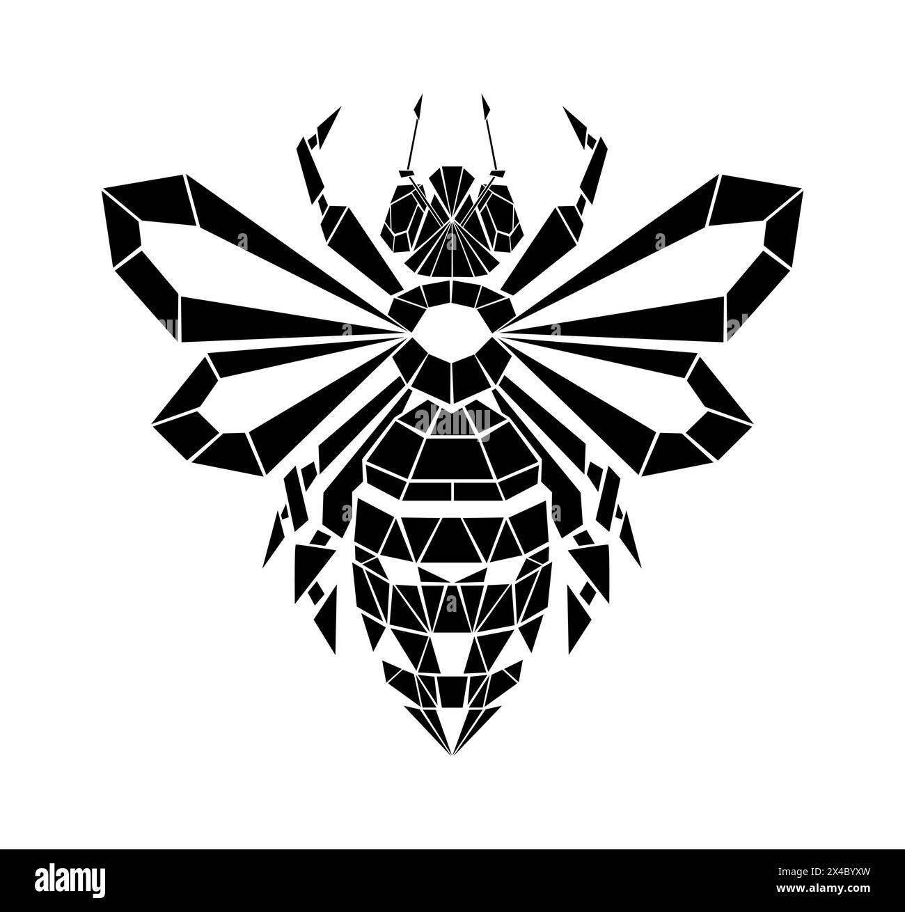 Artistiquement dessiné, polygonal, abeille silhouette sur fond blanc. Style polygonal. Illustration de Vecteur
