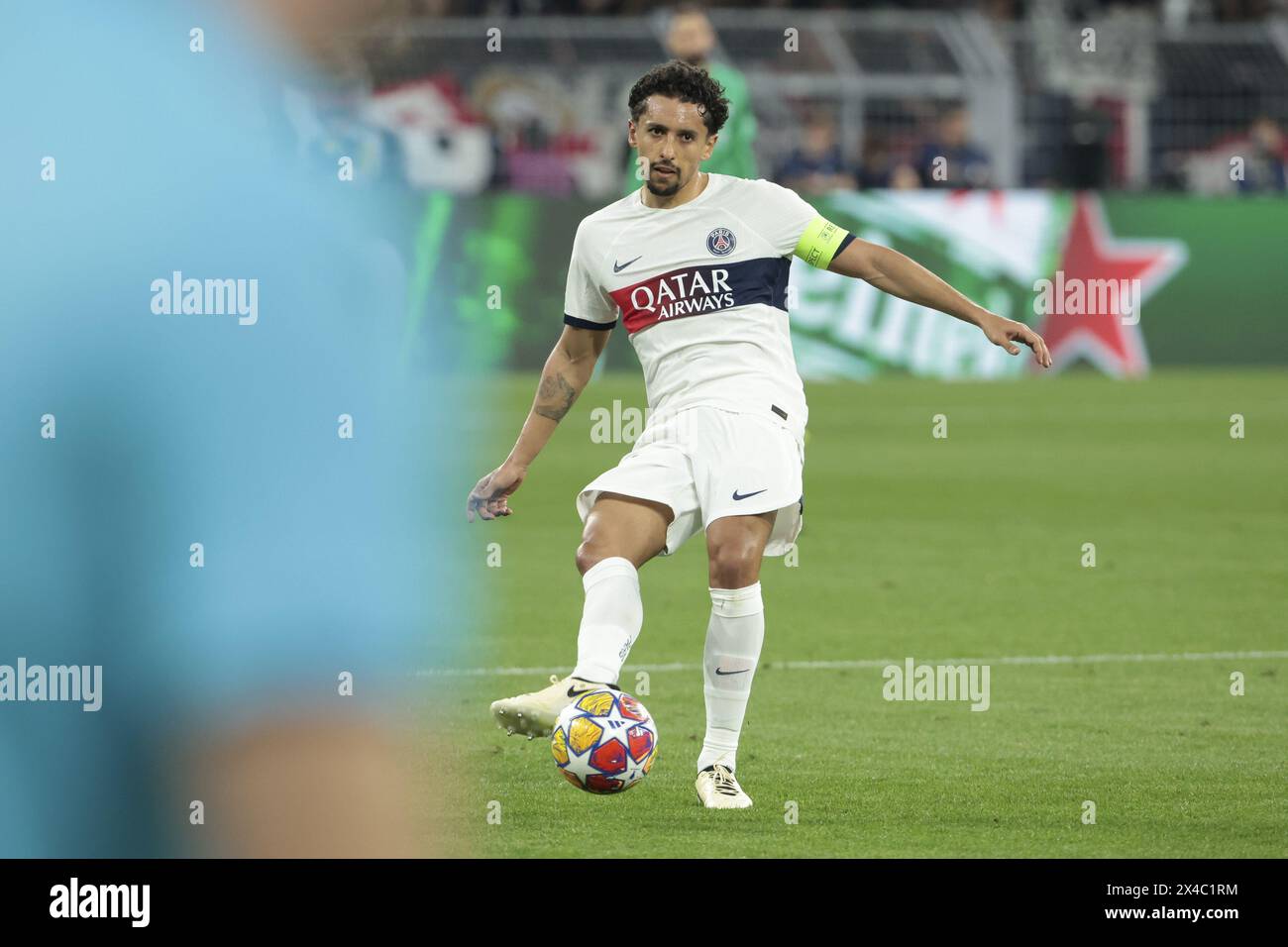 Marquinhos du PSG lors de l'UEFA Champions League, demi-finale, match de 1ère manche entre le Borussia Dortmund (BVB) et le Paris Saint-Germain (PSG) le 1er mai 2024 au signal Iduna Park à Dortmund, Allemagne Banque D'Images