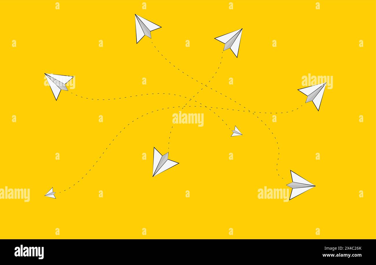 ICÔNES AVIONS EN PAPIER VOLANT DANS DIVERSES DIRECTIONS TRAFIC AÉRIEN Illustration de Vecteur