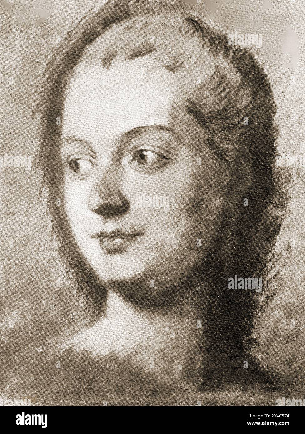 Une esquisse informelle de Madame de Pompadour. Jeanne Antoinette poisson, marquise de Pompadour (1721 – 1764), communément connue sous le nom de Madame de Pompadour, était membre de la cour de France et maîtresse officielle du roi Louis XV - un premier portrait informel de Madame de Pompadour. Jeanne Antoinette poisson, marquise de Pompadour (1721 - 1764), plus connue sous le nom de Madame de Pompadour, était membre de la cour de France et maîtresse officielle du roi Louis XV. - Eine frühe à travailler Porträtskizze von Madame de Pompadour. Jeanne Antoinette poisson, marquise de Pompadour . Banque D'Images