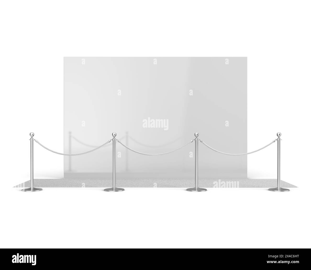 Appuyez sur rendu 3D de maquette de bannière murale sur un arrière-plan isolé Banque D'Images
