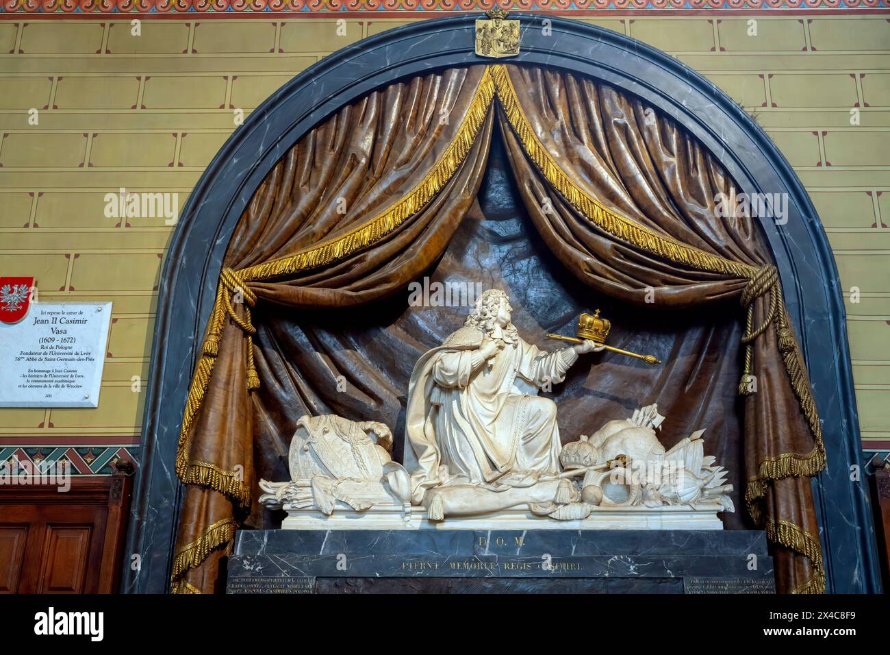 Tombe effigie de coeur du roi Jean II Casimir Vasa à l'Abbaye de Saint-Germain-des-Prés -à Paris. L'église de Saint-Germain-des-Prés, située dans le Banque D'Images