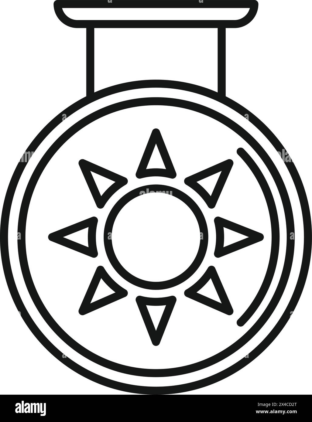 Vecteur de contour d'icône de gong de soleil doré. Culture asiatique. Fête de la décoration Illustration de Vecteur