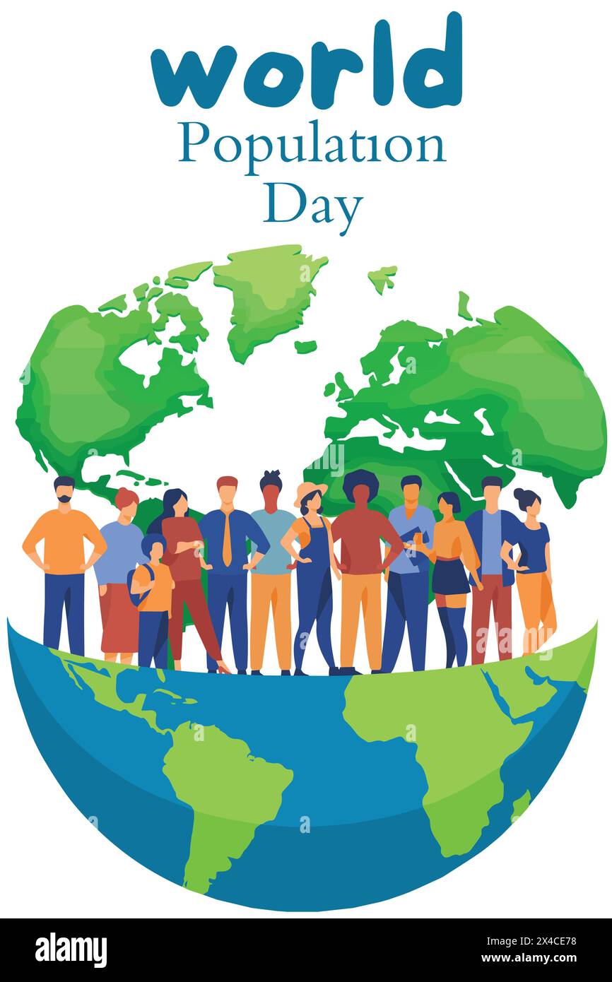 Illustration plate vectorielle de la Journée mondiale de la population Illustration de Vecteur