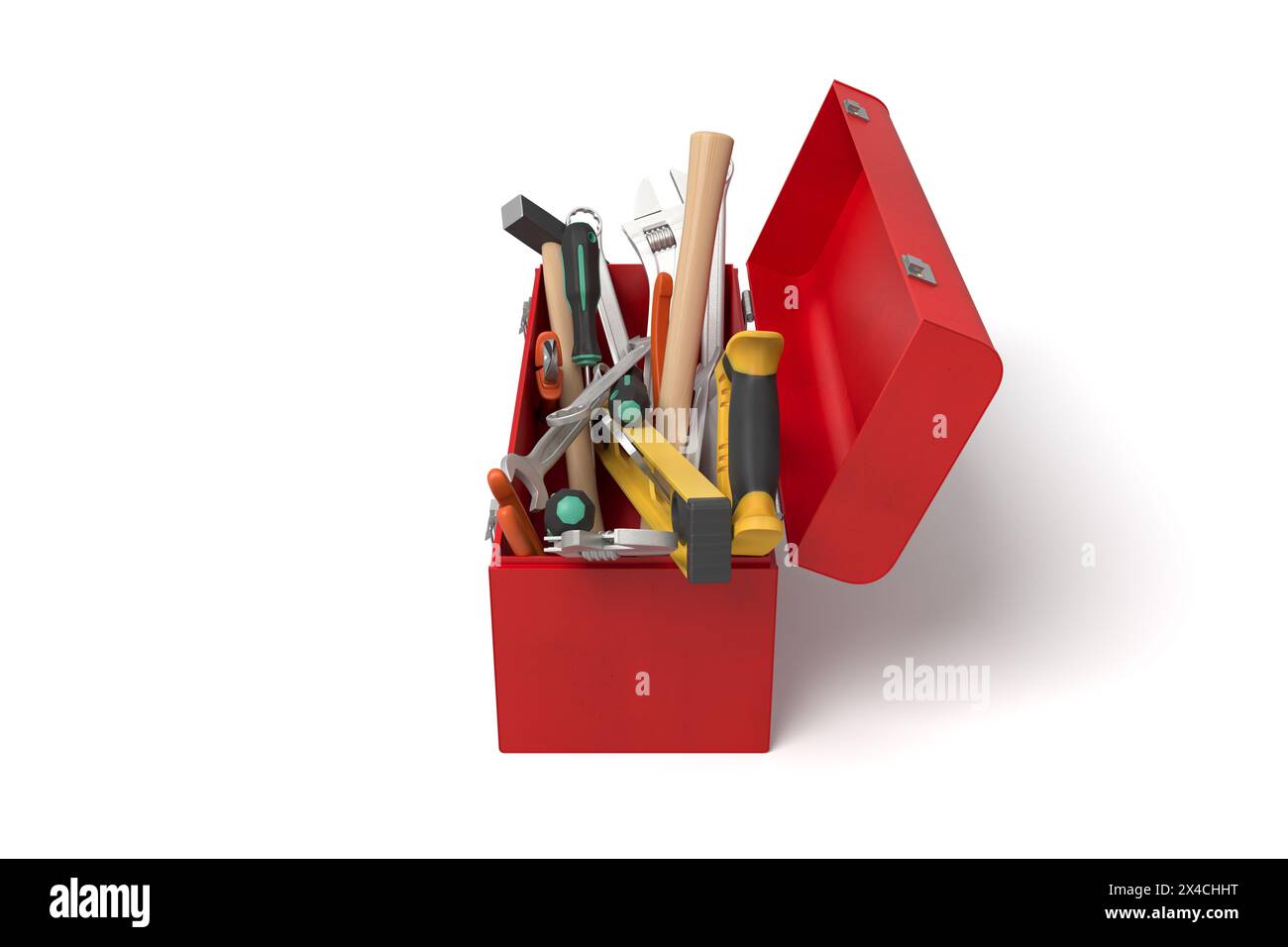 Boîte à outils avec sur fond blanc Banque D'Images