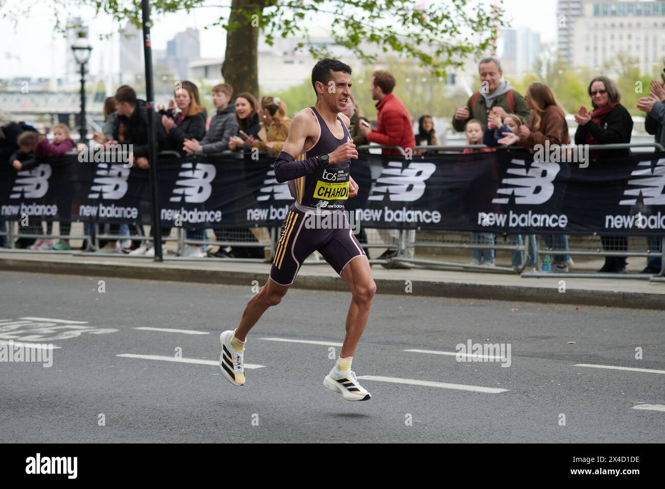 Marathon de Londres 2024 21 avril 2024 course Elite masculine Hassan Chahdi Banque D'Images