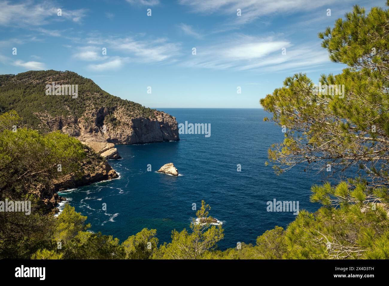 Belle vue sur Cap Portitxol Cap, Sant Antoni de Portmany, Îles Baléares, Espagne Banque D'Images