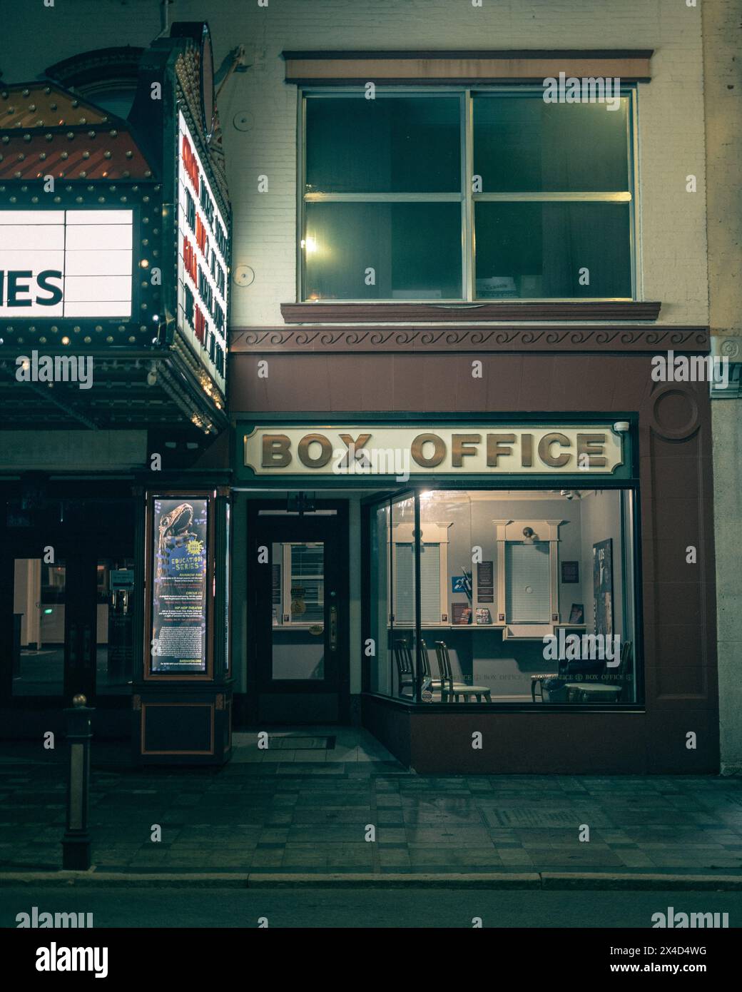 Bardavon Box Office signe la nuit, Poughkeepsie, New York Banque D'Images